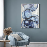 Azure Currents - Hand Painted Textured Aluminum Wall Art.